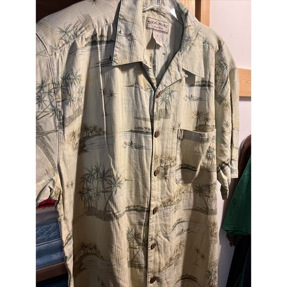 Boca Classics Men's XL Green Floral Short Sleeve Button Down Silk Hawaiian Shirt - Picture 2 of 16